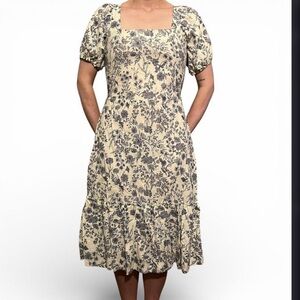 Floral Print Puff Sleeve Dress